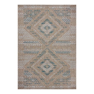 Amber Lewis x Loloi Topanga Natural / Aqua 5'-3" x 7'-6" Area Rug For Sale