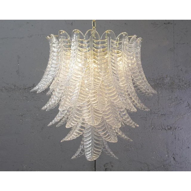 Gold Suspension Chandelier Ø85 Cm Made in Italy in Murano Glass Crystal Color, 1990s For Sale - Image 8 of 13