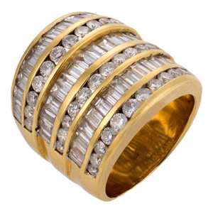 Vintage 3.20 Carat Diamond 18k Yellow Gold Cocktail Ring, Size 7.5