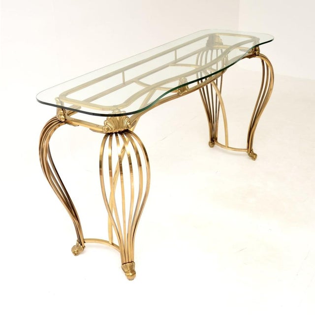 Vintage Italian Brass and Glass Console Table, 1960s For Sale - Image 4 of 12