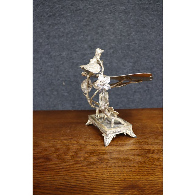 Victorian Figural Silver-Plate Tazza With Engraved Floral Tray For Sale - Image 18 of 18