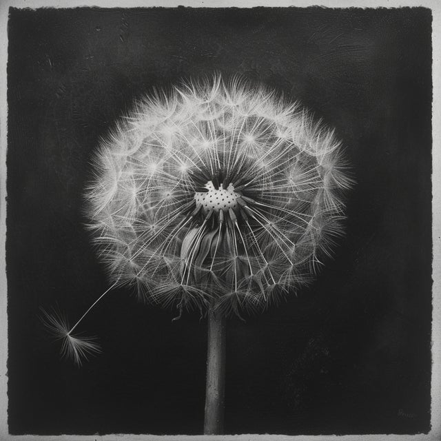 Contemporary 27.5' X 27.5' - 'Dandelion' #3 - Black and White Limited Edition Botanical Floral Photography Print by Diane Grant Studio For Sale - Image 3 of 5
