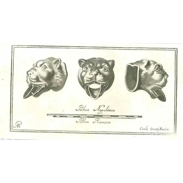 Ancient roman relief, from the series "antiquities of herculaneum", is an original etching on paper realized by carlo...