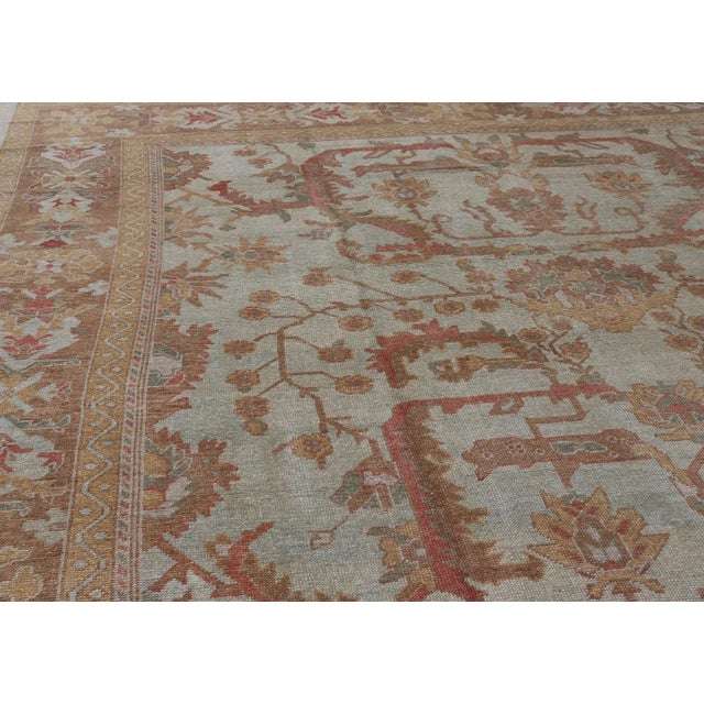 Large Turkish Oushak Rug With Silver, Brown, Soft Red, Yellow 13' X 19'6 For Sale - Image 10 of 13