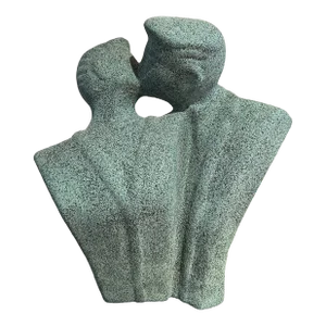 1980s Postmodern Memphis Figurative Teal Couple Sculpture