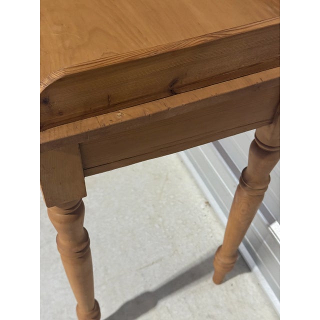 Antique Pine Side Table With Drawer and Lip From England For Sale - Image 6 of 17