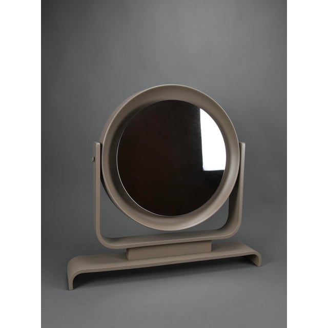 Postmodern Italian Vanity Mirror in Taupe Lacquered Wood, 1980s For Sale - Image 15 of 15