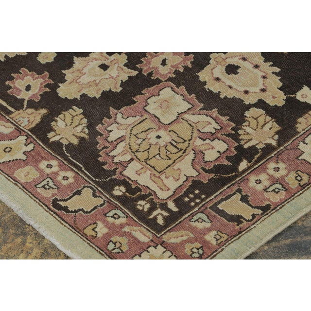 1950s Vintage Indian Agra Rug, Mint-Green Field With Floral Border - Rug & Kilim For Sale - Image 5 of 7