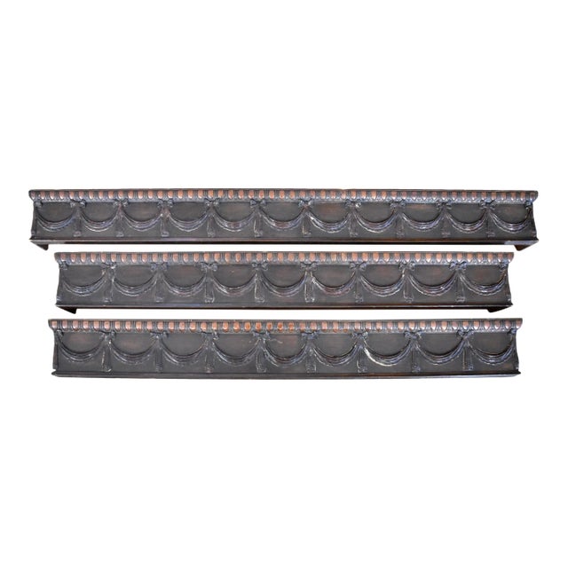 Set of 3 Antique Wood Window Cornices For Sale