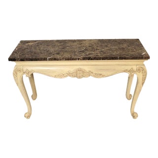 Mid 20th Century Gorgeous Painted Console With Brown Marble Table Top For Sale