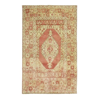 Antique Zabihi Collection Turkish Oushak Accent Rug For Sale