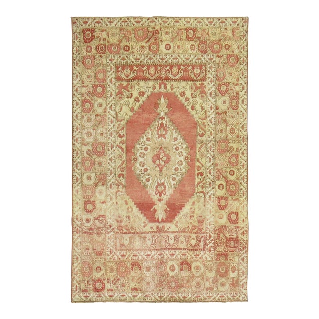 Antique Zabihi Collection Turkish Oushak Accent Rug - 4'8" x 6'4" For Sale
