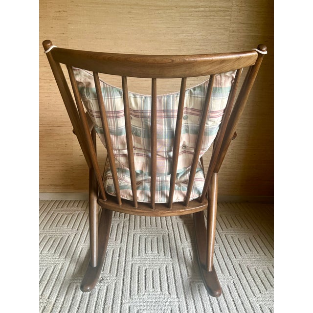 Mid 20th Century Mid-Century Modern Model 182 Teak Rocking Chair by Frank Reenskaug for Bramin – Original Plaid Cushions For Sale - Image 5 of 12