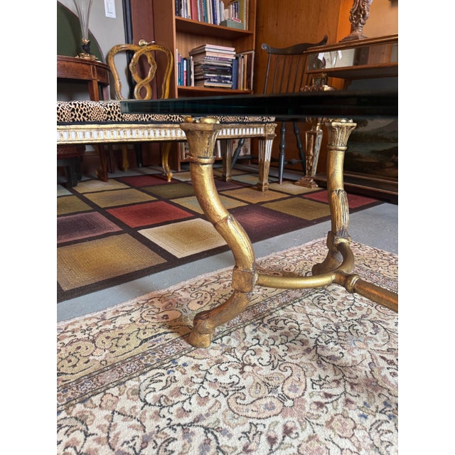 Vintage Maison Ramsay Style Gilt Base Glass Top Coffee Table With Paw Feet For Sale - Image 9 of 11