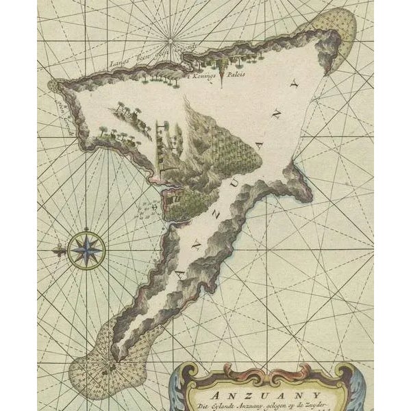 Map of the Island Nzwani or Anzuany of the Comoros Islands, 1726 For Sale - Image 4 of 6