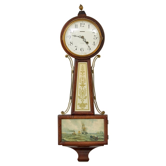Early 20th Century New Haven Banjo Wall Clock, 1890s For Sale