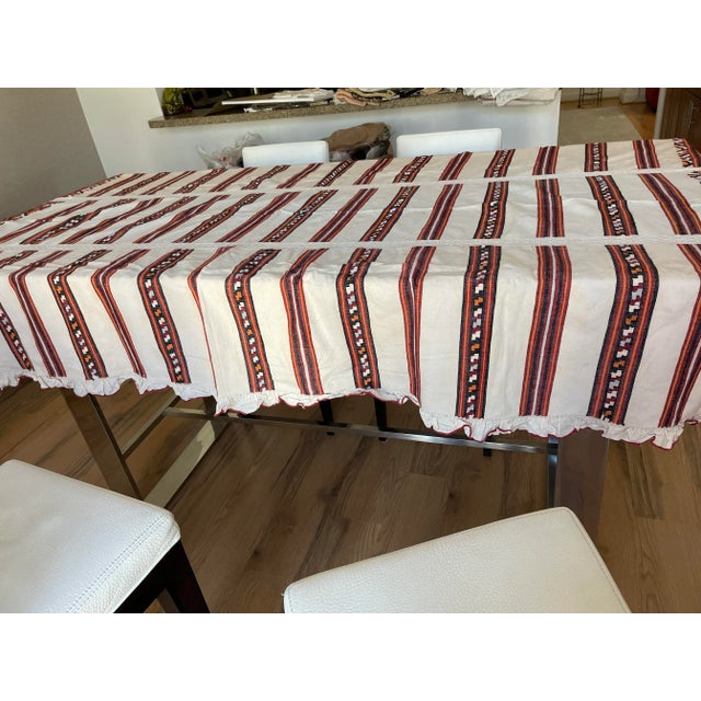 Gorgeous Antique Romanian Ethnographic Handspun Crochet Tablecloth For Sale - Image 4 of 8