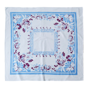 1950s Vintage Floral Cotton Square Tablecloth -