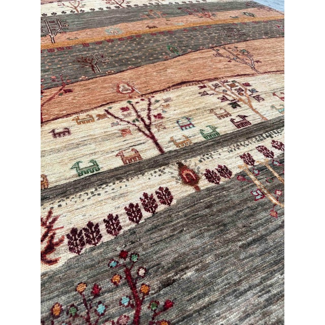 Mid 20th Century Vintage Persian Gabbeh Wool Landscape Rug – 170x241 Cm For Sale - Image 5 of 18