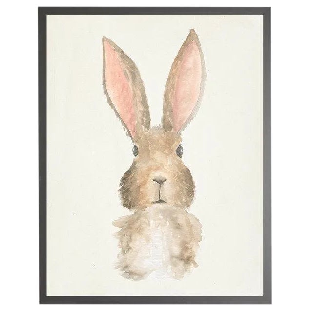Framed Watercolor Rabbit Print - 23" X 29" For Sale