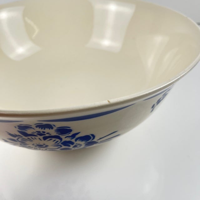 Blue Vintage Semi-Porcelain Salad Bowl from Badonviller, 1920s For Sale - Image 8 of 9