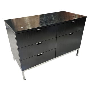 Florence Knoll 2-Position 5-Drawer Wood Credenza in Black For Sale