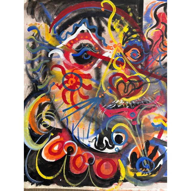 This is a very unique Large Double-Sided Original Mixed Media Painting on Paper by Listed California Artist, Hendrik Grise...