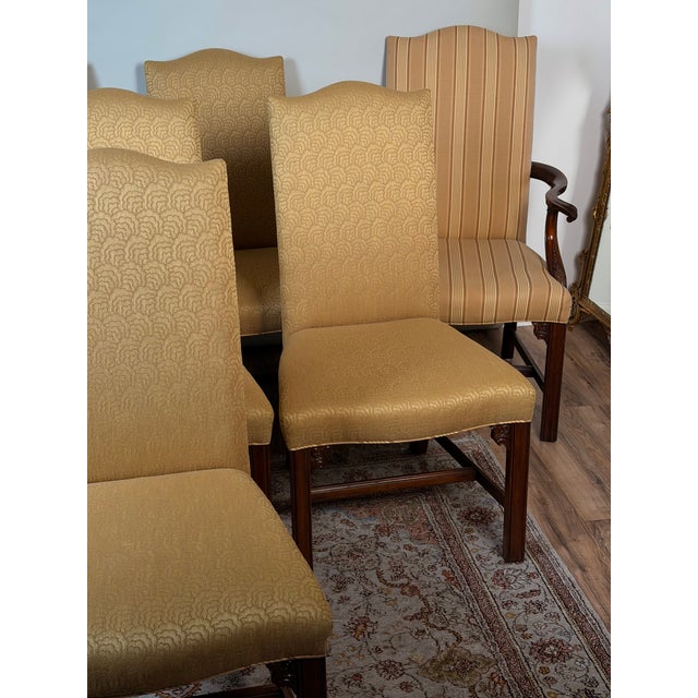 Wood Set of 8 Henkel Harris Mahogany Chippendale Dining Chairs For Sale - Image 7 of 15