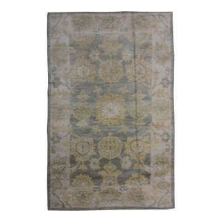 Hand Knotted Oushak Rug - 4'2" X 6'2" For Sale