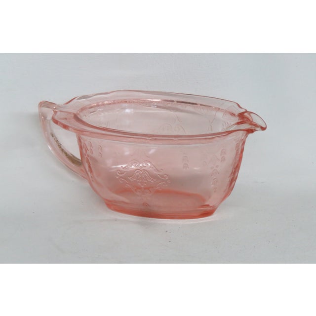 Early 20th Century Vintage Anchor Hocking Princess Pink Open Creamer Dish Depression Glass For Sale - Image 5 of 15