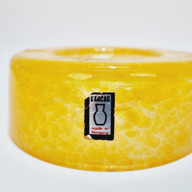 Glass Vintage Hungarian Art Glass Veil Ashtray from Karcag, 1970s For Sale - Image 7 of 8