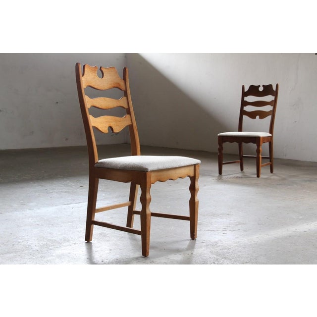 Vintage Danish Oak Razorblade Highback Chairs by H. Kjærnulf, 1960s, Set of 6 For Sale - Image 9 of 18