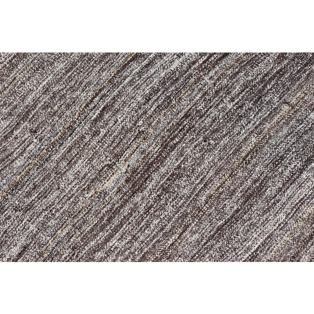 Vintage Turkish Kilim Rug With Variegated Stripes in Charcoal, Gray & Ivory For Sale - Image 14 of 14