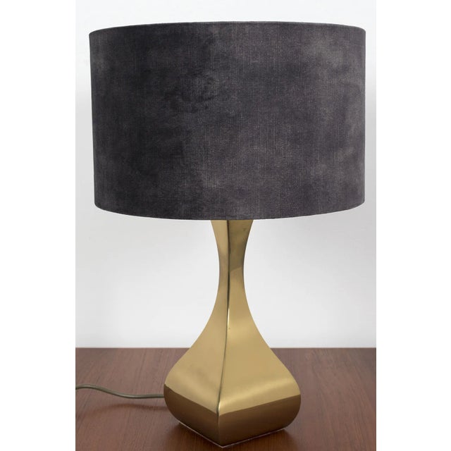 Brass & Velvet Table Lamp For Sale - Image 6 of 6