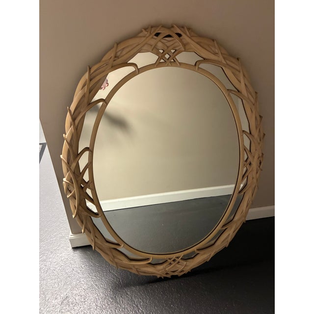 Vintage Carolina “Palm Frond” Oval Wall Mirror For Sale - Image 9 of 16