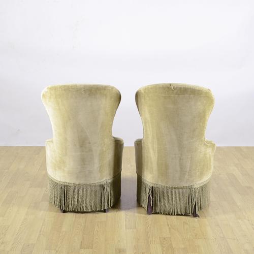 Danish Velvet Armchairs with Fringed Skirts, 1950s, Set of 2 For Sale - Image 4 of 18
