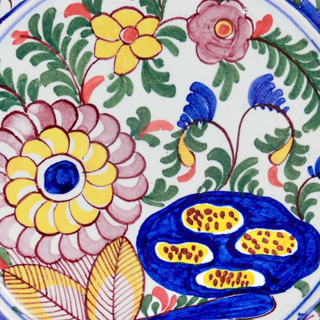 Antique 18th Century De Klaauw Dutch Delft Pottery Floral Plate For Sale - Image 9 of 10