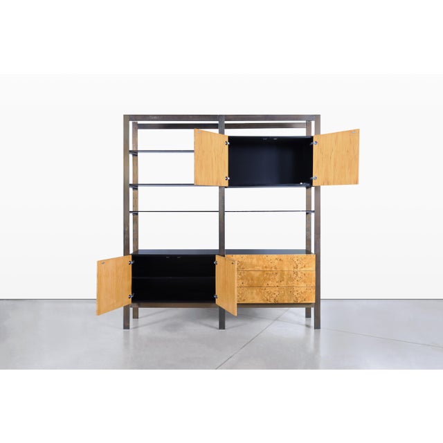 Vintage Burl Wood and Bronze Freestanding Wall Unit by John Stuart For Sale - Image 10 of 13