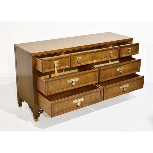 Mid Century Chinoiserie Triple Dresser by Dixie Furniture For Sale - Image 9 of 16