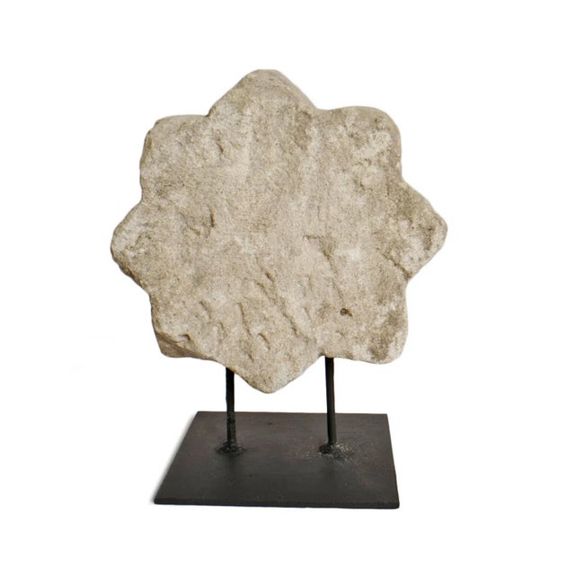 Rustic Vintage Sandstone Flower on Stand For Sale - Image 3 of 8