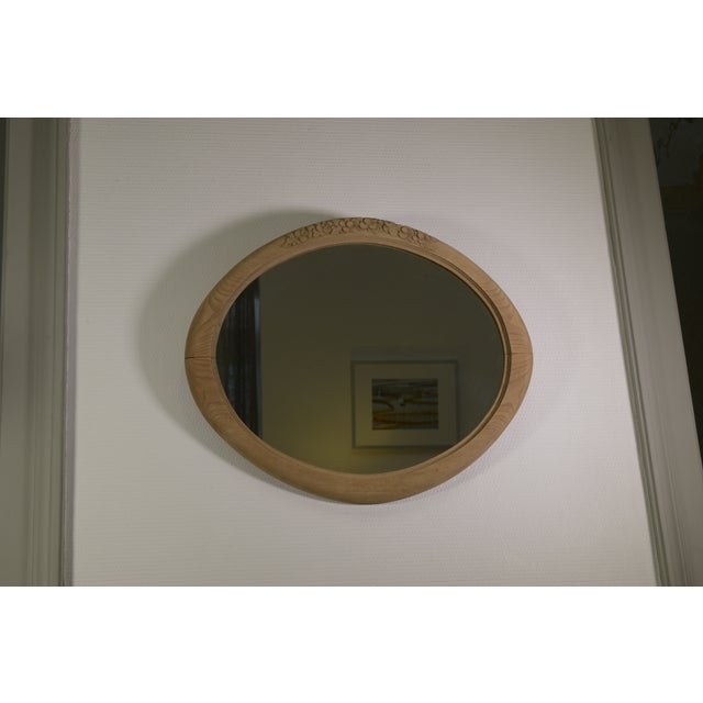 Art Deco Oval Oak Mirror, 1930s For Sale - Image 11 of 11