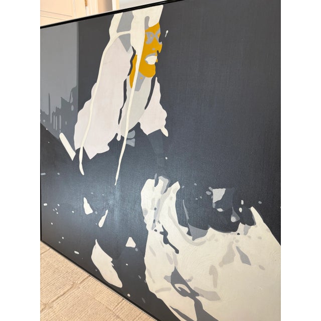 Neil Anderson, Large Abstract Figural Hard Edge Op Art Oil on Canvas Painting in Dark Neutrals For Sale - Image 9 of 11