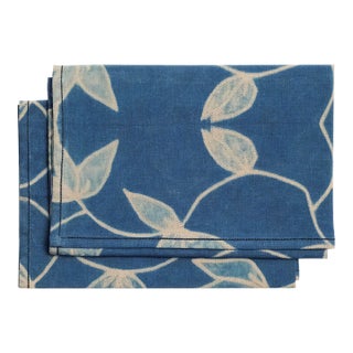 Folio Indigo Cotton Table Napkins- Set of 2 For Sale