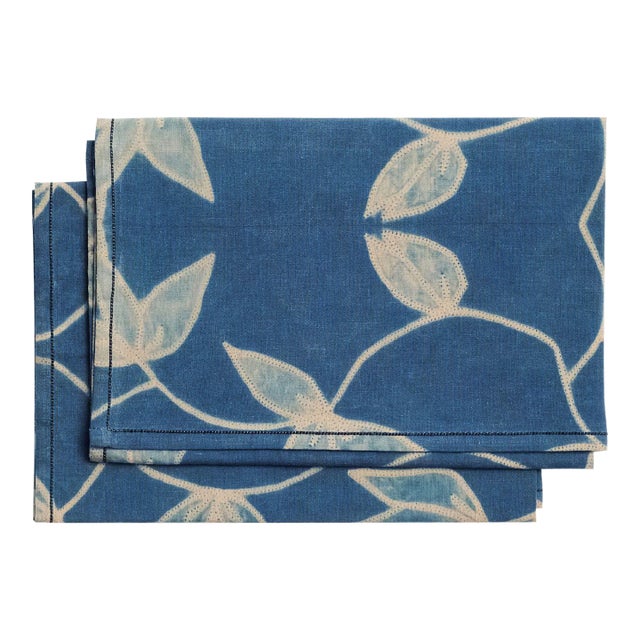 Folio Indigo Cotton Table Napkins- Set of 2 For Sale