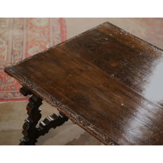 18th Century Spanish Baroque Carved Walnut Coffee Table With Iron Stretcher For Sale In Dallas - Image 6 of 13