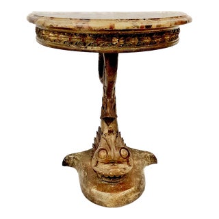 Diminutive 19th Century Carved Dolphin Form Console Table With Marble Top For Sale