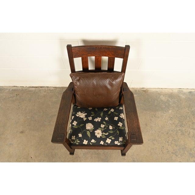 Early 20th Century Stickley Brothers Antique Mission Oak Arts & Crafts Rocking Chair, Circa 1910 For Sale - Image 5 of 14