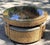 Round Woven Wicker Coffee/Game Table Set With Matching Nesting Stools Ottomans and Glass Top For Sale - Image 11 of 12