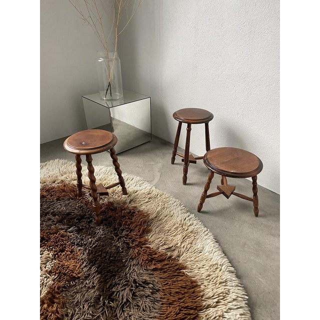 Trio of Tripod Stools, 1950s, Set of 3 For Sale - Image 16 of 18