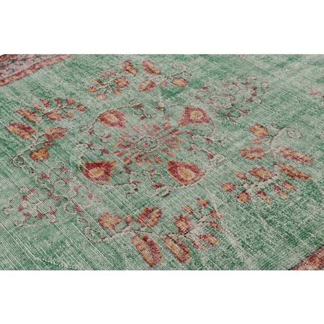 Rug & Kilim Vintage Zeki Müren Rug in Teal With Floral Medallions, From Rug & Kilim For Sale - Image 4 of 7